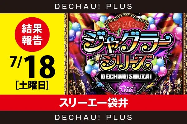 7/18『スリーエー袋井』評価は⭐️⭐️⭐️⭐️⭐️を記録！ ゴージャグ、ネオアイムから+3,000ptオーバーという高記録を筆頭にボーナス確率が1/120を上回った台を複数確認できた！【でちゃう!取材ジャグラーシリーズ［東海］ 結果報告】