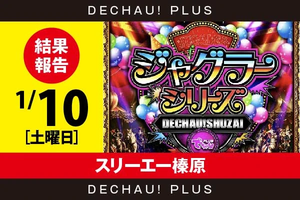 1/10『スリーエー榛原』評価は⭐️⭐️⭐️⭐️⭐️を記録！ ゴージャグから+5,000ptオーバーという驚異的な記録が叩き出されていた！ またネオアイム、マイジャグからボーナス確率が1/120を上回った台を目撃できた！【でちゃう!取材ジャグラーシリーズ［東海］ 結果報告】