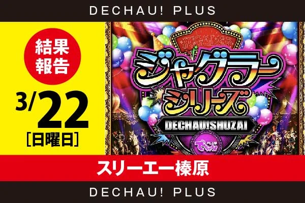3/22『スリーエー榛原』評価は⭐️⭐️⭐️を記録！ ネオアイムから+3,000ptオーバーという素晴らしい記録を複数目撃できた！【でちゃう!取材ジャグラーシリーズ［東海］ 結果報告】